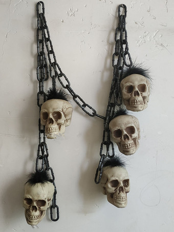 ブラック ハロウィンデコレーション スケルトンチェーンガーランド スカルデコレーション