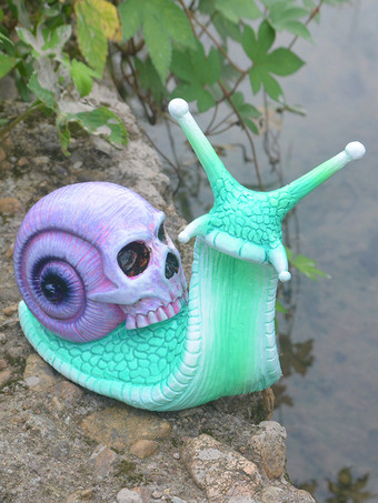 パープル ハロウィンデコレーション ゴシック カタツムリ スカル 彫刻 骨アート 樹脂像