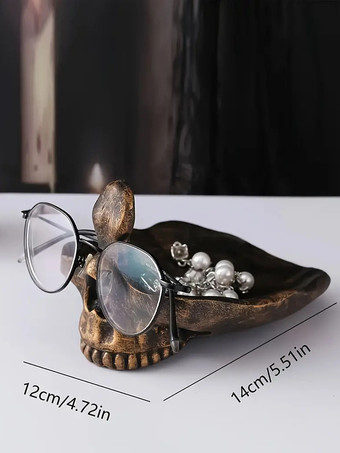 ハロウィン スカル メガネスタンド デスクオーガナイザー 樹脂製 ホームオフィス デコレーション