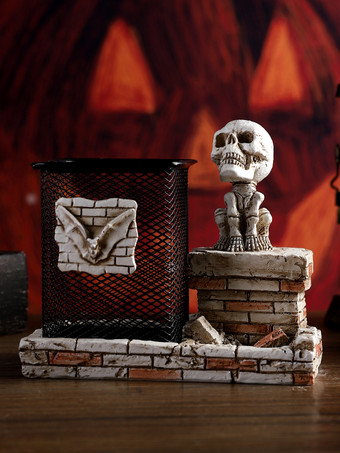 ハロウィン スカル ペンホルダー 樹脂製 デスクトップデコレーション