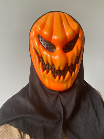 イエローハロウィン フルフェイスマスク パンプキンスケルトン ヘッドカバー 怖いコスチュームアクセサリー