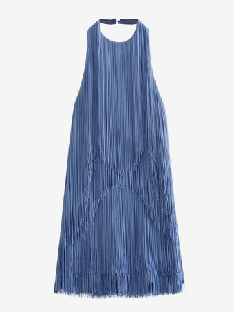 タッセルフリンジミニドレス（オープンバック、ホルターネック）2025年パーティー向け