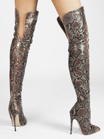 レディースサイハイブーツ ポインテッドトゥ ハイヒール オーバーニーブーツ