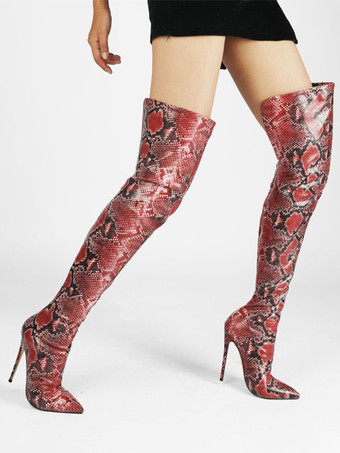 レディースサイハイブーツ ポインテッドトゥ ハイヒール オーバーニーブーツ