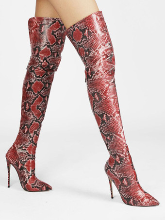 レディースサイハイブーツ ポインテッドトゥ ハイヒール オーバーニーブーツ