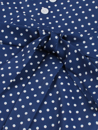 2025年夏にぴったりの、Vネックとレーストリムがポイントのヴィンテージ水玉模様のベルト付きミディドレス