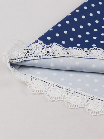 2025年夏にぴったりの、Vネックとレーストリムがポイントのヴィンテージ水玉模様のベルト付きミディドレス