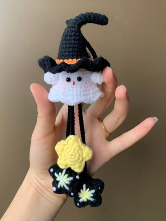 ハロウィンの手編みゴーストぬいぐるみキーホルダーDIYニットバックパックチャームと車の装飾