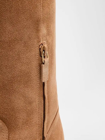 スエードフラットブーツ レディース ポインテッドトゥ ニーハイブーツ