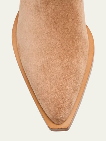 スエードフラットブーツ レディース ポインテッドトゥ ニーハイブーツ