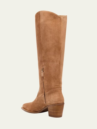 スエードフラットブーツ レディース ポインテッドトゥ ニーハイブーツ