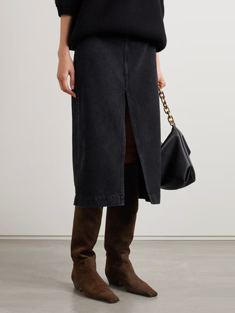 レディースニーハイブーツ スクエアトゥ フラットニーレングスブーツ