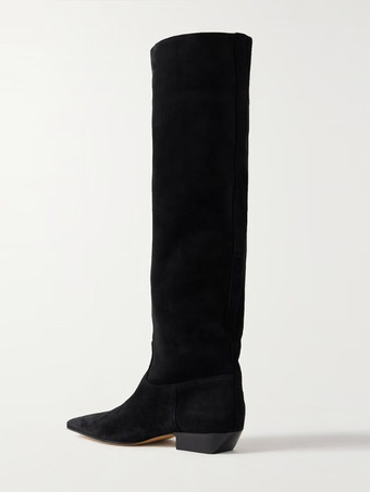 レディースニーハイブーツ スクエアトゥ フラットニーレングスブーツ