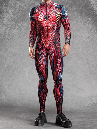 パターニング全身タイツ ハロウィンプリントボディスーツ 全身コスプレジャンプスーツ テーマパーティー用