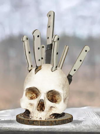 ハロウィン スカル カトラリーホルダースタンド 6スロット ゴシック テーブルウェアオーガナイザー