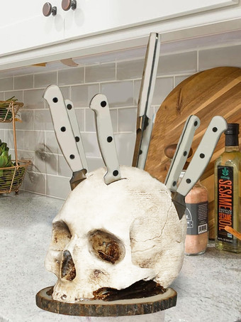 ハロウィン スカル カトラリーホルダースタンド 6スロット ゴシック テーブルウェアオーガナイザー