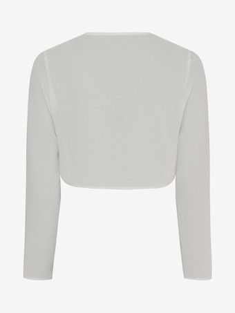 ウェディングラップ アイボリー 長袖トップス シフォン ブライダルカバーアップ