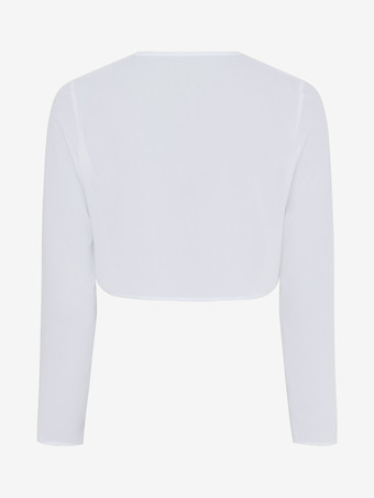 ウェディングラップ アイボリー 長袖トップス シフォン ブライダルカバーアップ