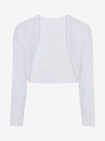 ホワイトウェディングラップ アイボリー 長袖トップス シフォン ブライダルカバーアップ