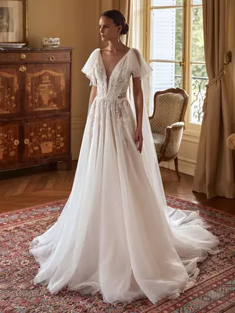 Lace Wedding Dress With Removable Sleeves A-Line Lace V-Neck Bridal Gowns - Milanoo.com Lace Wedding Dress With Removable Sleeves A-Line Lace V-Neck Bridal Gowns - Milanoo.com