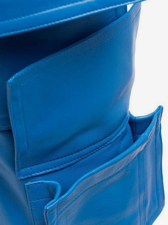 ブルーのサイハイブーツ、レディース、ポインテッドトゥ、ポケットディテール、スリングバック、オーバーニーブーツ