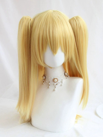 Perruque Lolita blonde à double queue fibre résistante à la chaleur dorée claire accessoires Lolita