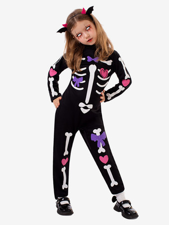 ハロウィン スケルトン ジャンプスーツ 子供用 3D ボーンプリント コスチューム パーティー パフォーマンス 衣装