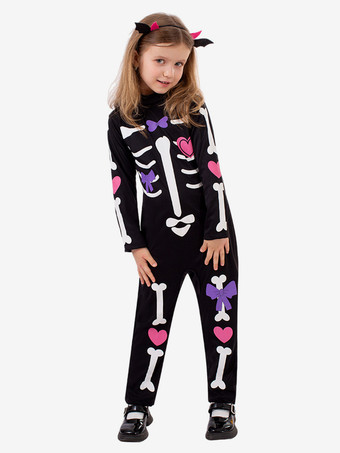 ハロウィン スケルトン ジャンプスーツ 子供用 3D ボーンプリント コスチューム パーティー パフォーマンス 衣装