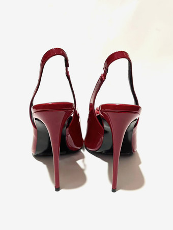 レディース ハイヒール ポインテッドトゥ フラワー スリングバック パンプス