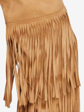 レディース スエード オーバーニーブーツ ポインテッドトゥ ハイヒール サイハイブーツ タッセル付き