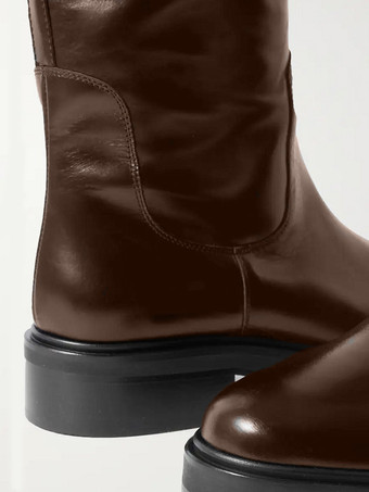 ブラック乗馬ブーツ レディース ラウンドトゥ フラットニーハイブーツ