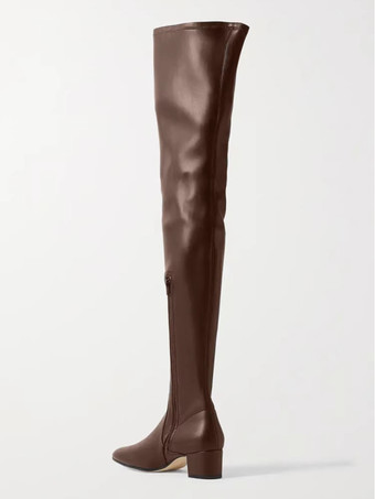 レディース オーバーニーブーツ スクエアトゥ チャンキーヒール サイハイブーツ