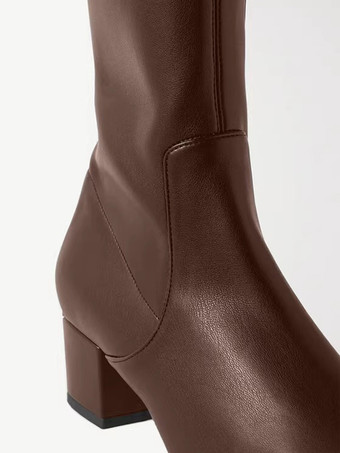 レディース オーバーニーブーツ スクエアトゥ チャンキーヒール サイハイブーツ