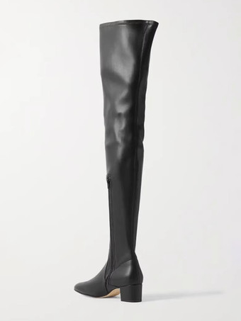 レディース オーバーニーブーツ スクエアトゥ チャンキーヒール サイハイブーツ