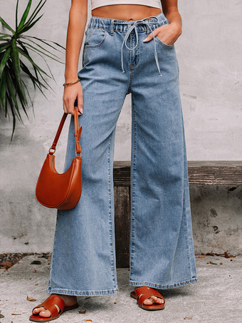 ブルー 2025年秋冬 ドローストリングウエストのヴィンテージワイドレッグジーンズ