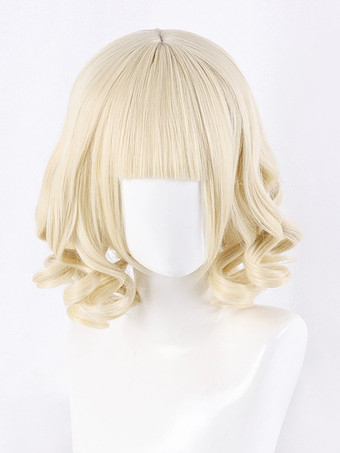 Perruque Lolita douce en fibre résistante à la chaleur dorée claire accessoires Lolita