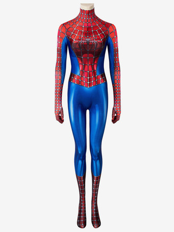 女性スパイダーマンコスチュームトゥアレッドスーパーヒーローライクラスパンデックスジャンプスーツキャットスーツ全身タイツ