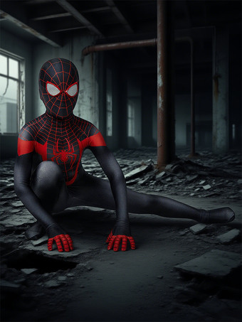 マーベルコミックスキッズ PS5 2026 スパイダーマン マイルズ モラレス 全身タイツ ジャンプスーツ コスプレ衣装