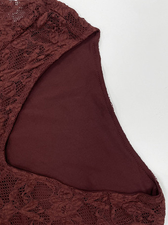 2025年秋冬、Vネックと長袖のボディコンレースミニドレス