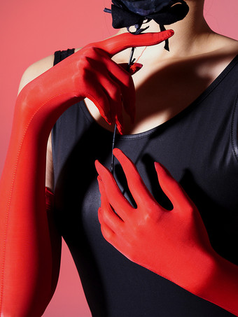 レッド ランジェリーアクセサリー セクシーコスチューム ナイトアウト ラベンダー ライクラスパンデックス グローブ アクリルファイバー 無地グローブ