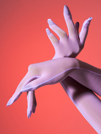 ラベンダーカラーランジェリーアクセサリー セクシーコスチューム ナイトアウト ラベンダー ライクラスパンデックス グローブ アクリルファイバー 無地グローブ