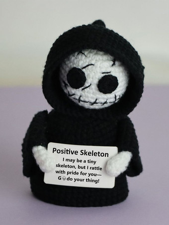 ホワイト ハロウィンかぎ針編みぬいぐるみ 中空スケルトン コウモリとカボチャの編みぐるみ 手作りゴシック装飾