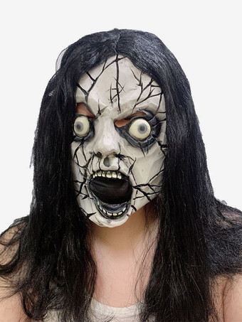 グレイハロウィンひび割れた唸り顔マスク半面ゾンビ怖いパーティーマスク