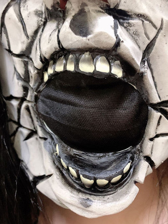 ハロウィンひび割れた唸り顔マスク半面ゾンビ怖いパーティーマスク