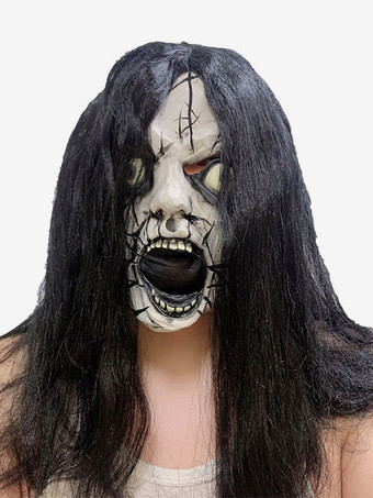 ハロウィンひび割れた唸り顔マスク半面ゾンビ怖いパーティーマスク