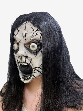 ハロウィンひび割れた唸り顔マスク半面ゾンビ怖いパーティーマスク
