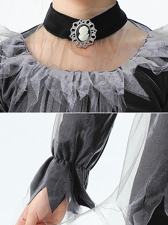 ハロウィン 女の子用 ゴースト花嫁コスチューム ゴシック レースドレス 魔女 子供用