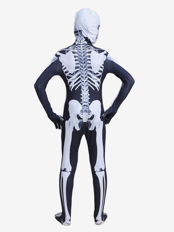ハロウィン スケルトン ボディスーツ 3D ボーンプリント 子供用 大人用 パーティー用 お揃いコスチューム