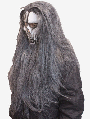 ハロウィン用の白髪の腐った骸骨マスク