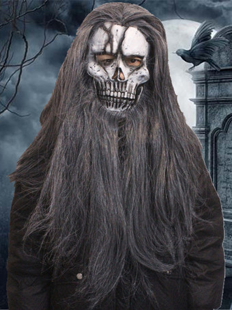 ハロウィン用の白髪の腐った骸骨マスク